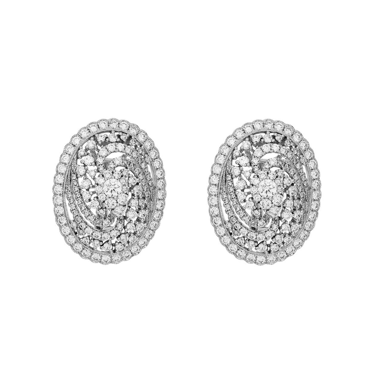 18K White Gold 3.08 Carat Diamond Earrings