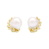 18K Yellow Gold South Sea Pearl 0.28 Carat Diamond Earrings