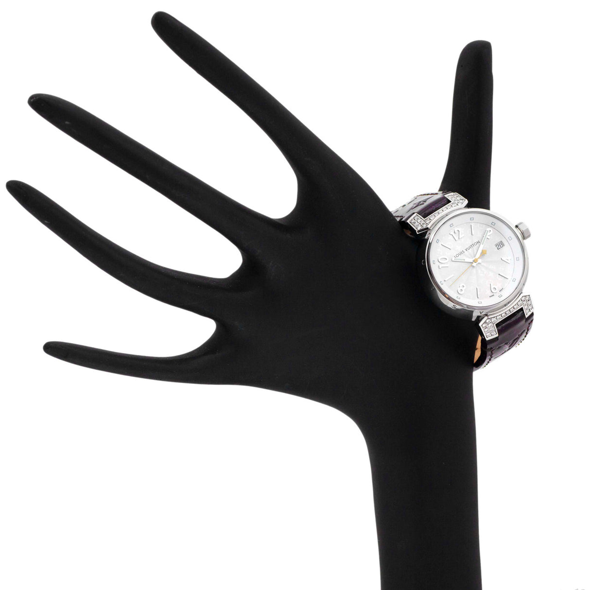 Louis Vuitton Stainless Steel & Diamond Tambour 34mm Quartz Watch Q1310 Watches Louis Vuitton