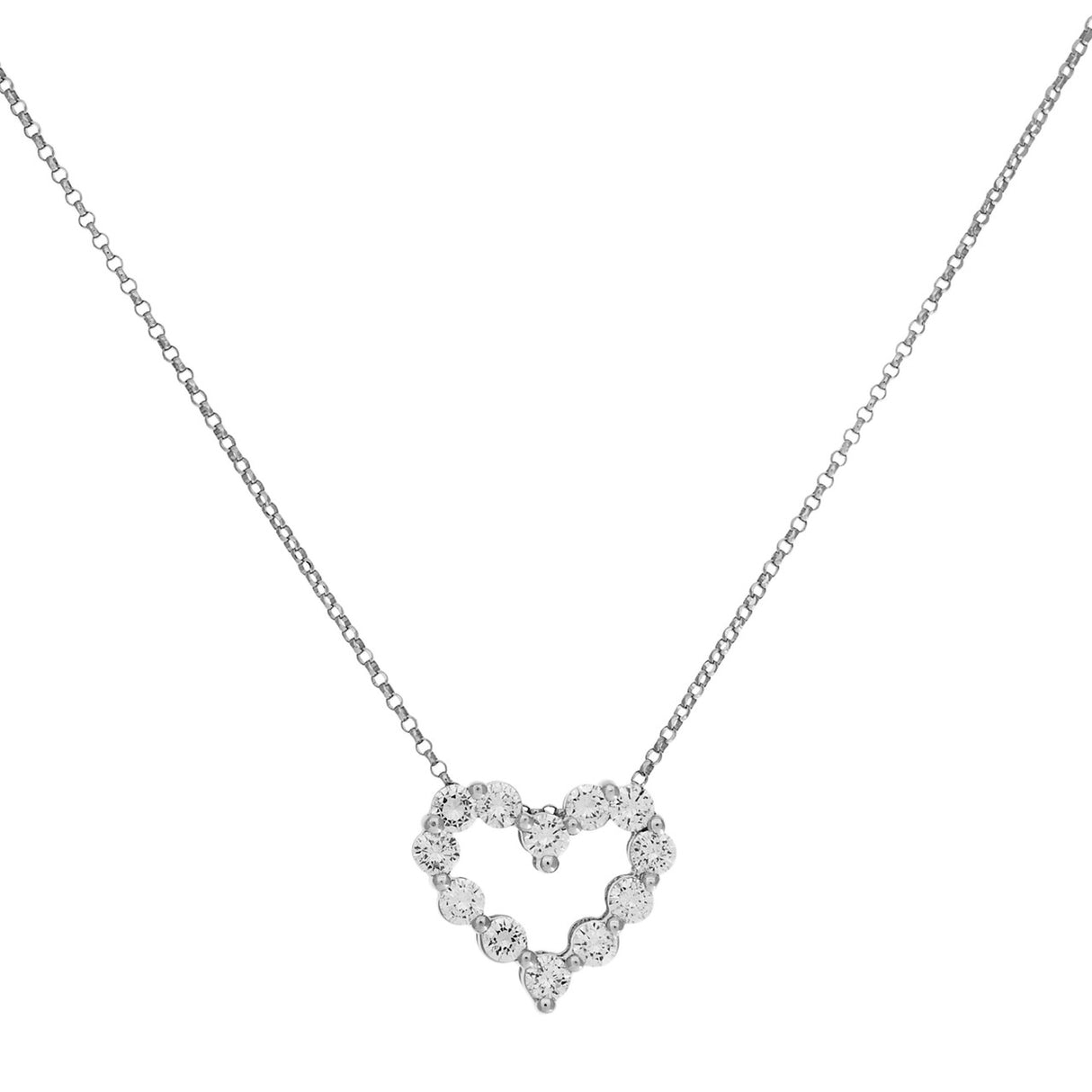 18K White Gold 1.02 Carat Diamond Heart Pendant Necklace