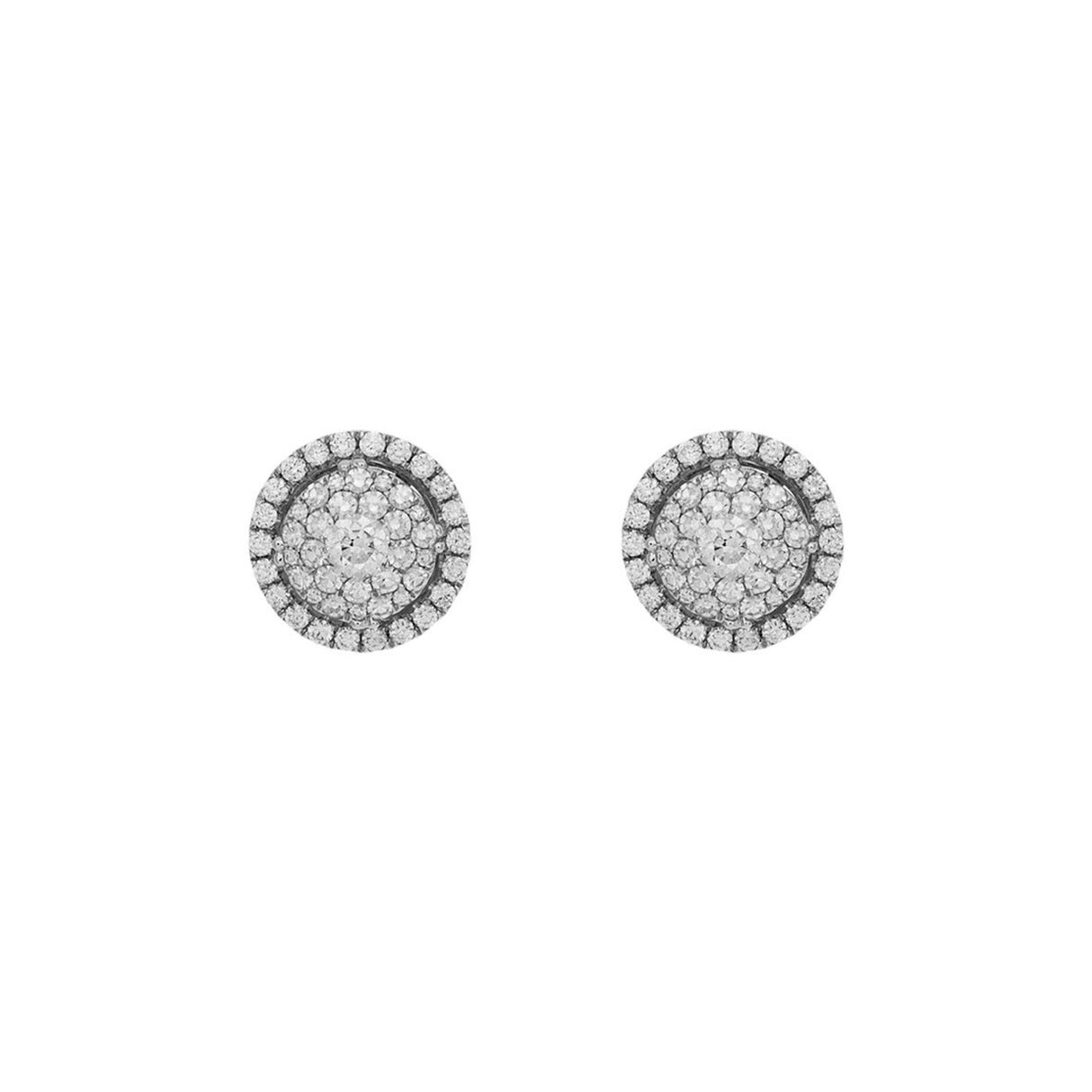 18K White Gold Diamond Halo Cluster Earrings
