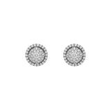 18K White Gold Diamond Halo Cluster Earrings