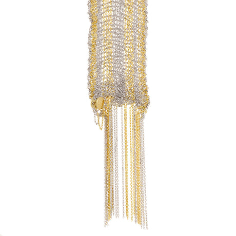 18K Yellow & White Gold Woven Mesh Scarf Necklace