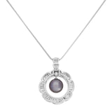 18K White Gold 6.82 Carat Diamond Tahitian Pearl Pendant Necklace