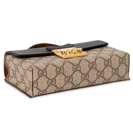 Gucci GG Supreme Monogram Calfskin Mini Padlock Top Handle Shoulder Bag