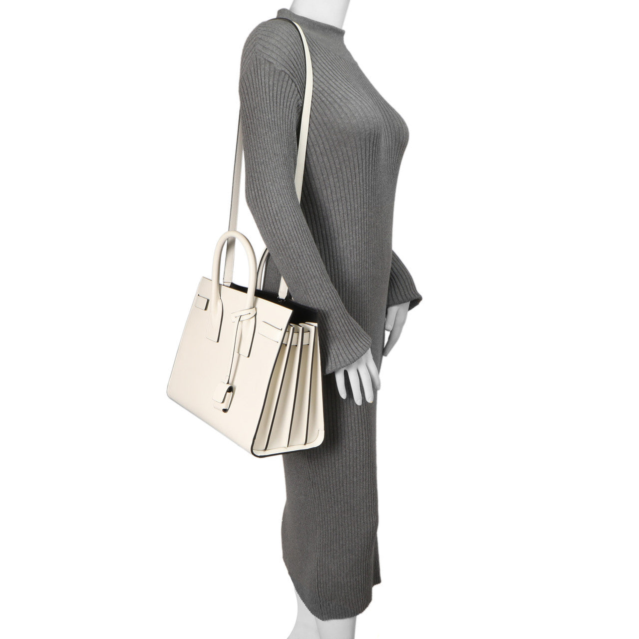 Saint Laurent White Calfskin Small Sac De Jour Modaselle