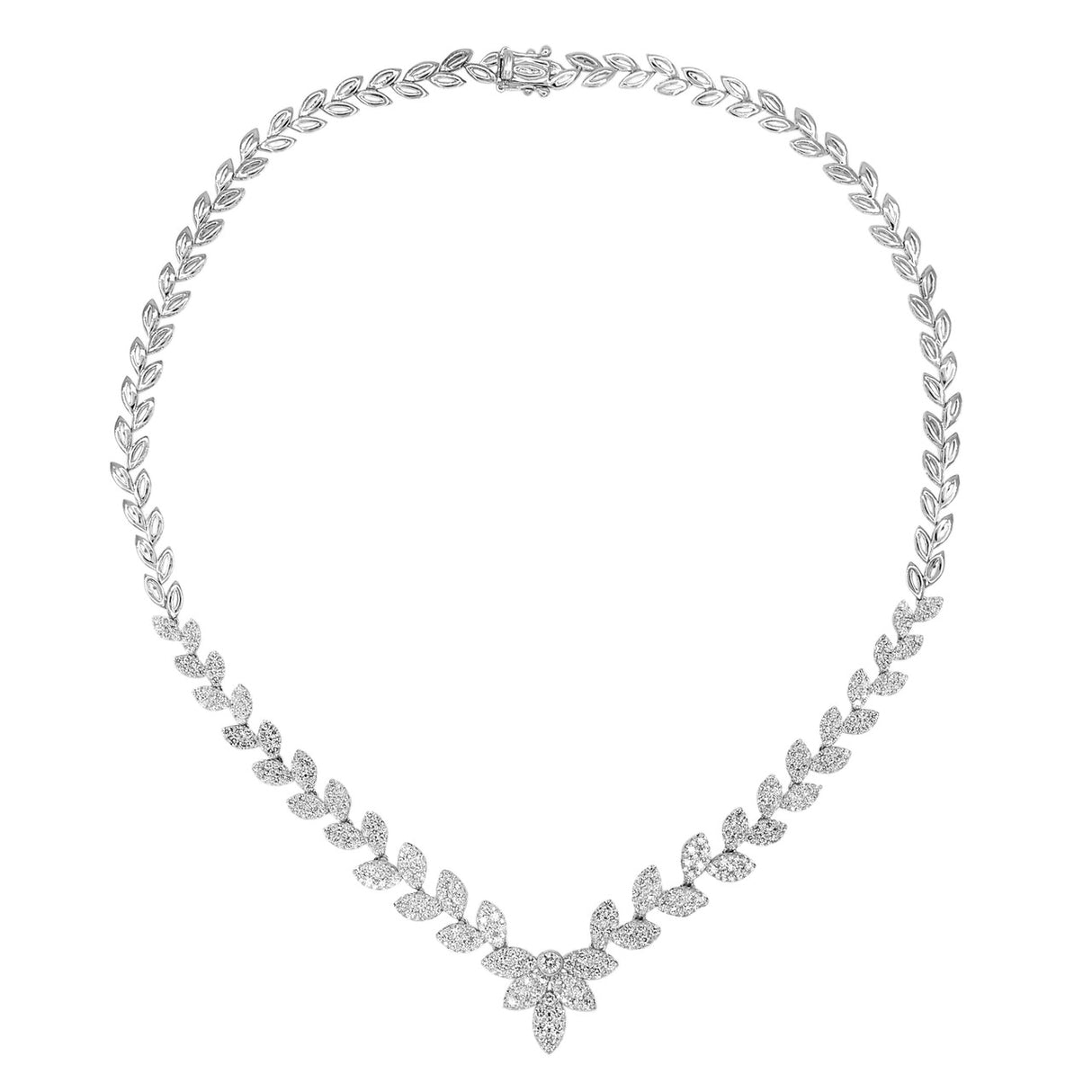 18K White Gold 6.05 Carat Diamond Leaf Necklace