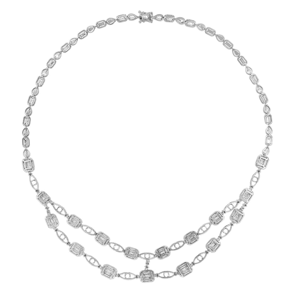 18K White Gold 7.46 Carat Diamond Necklace