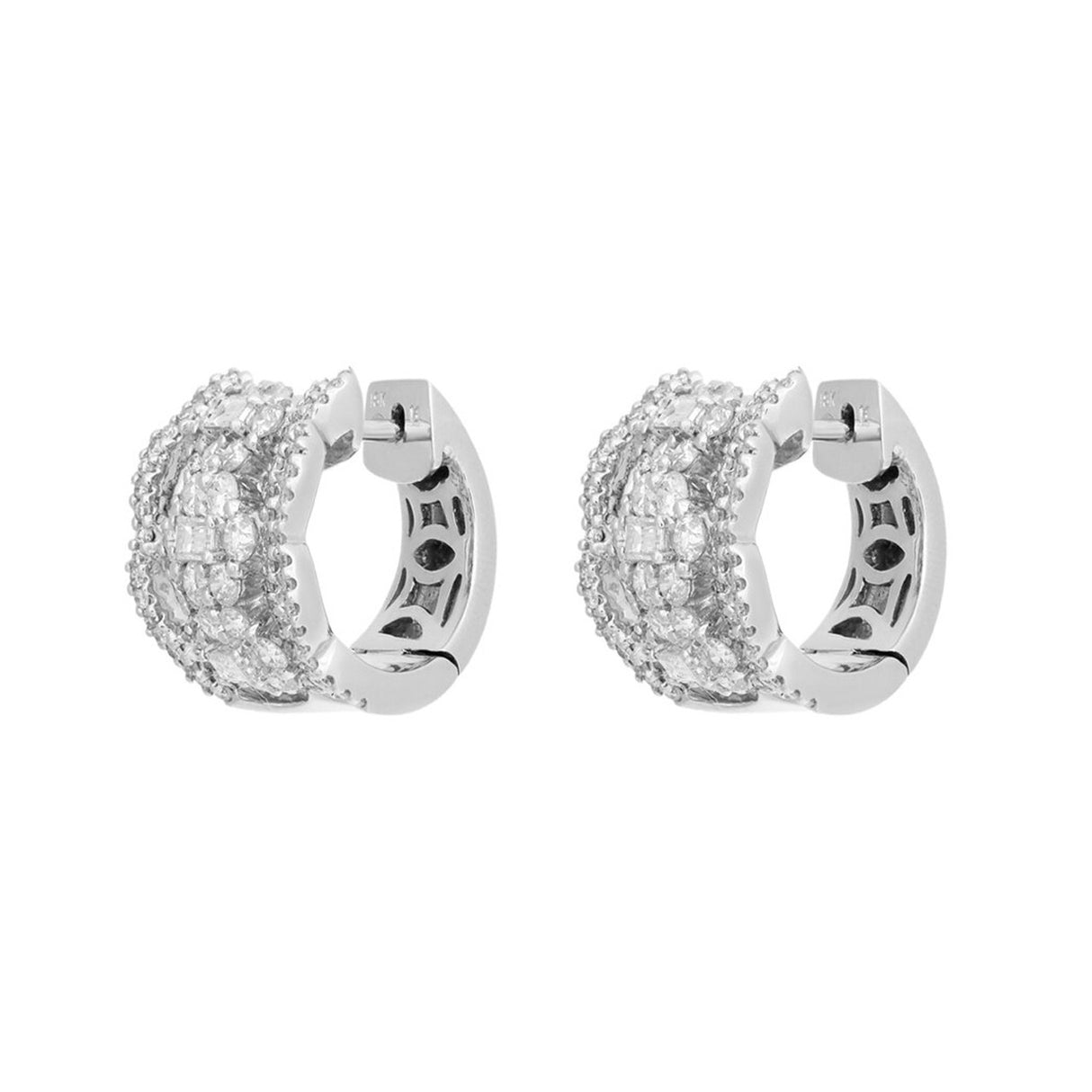18K White Gold 2.19 Carat Diamond Hoop Earrings