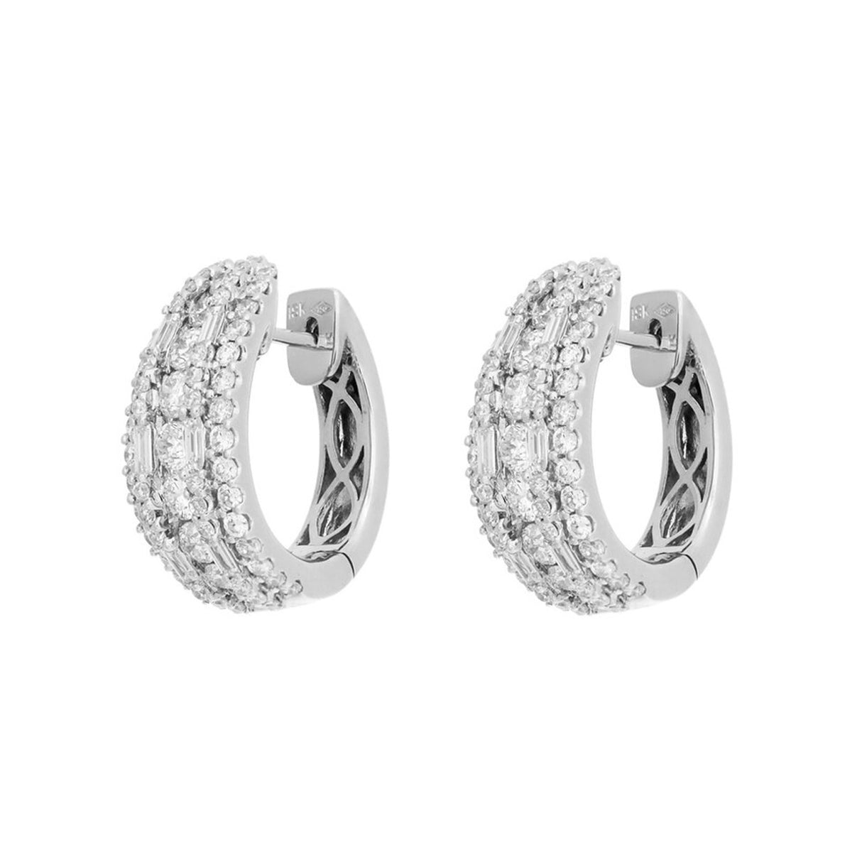 18K White Gold 2.28 Carat Diamond Hoop Earrings