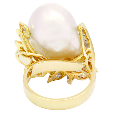 18K Yellow Gold Baroque South Sea Pearl Ring