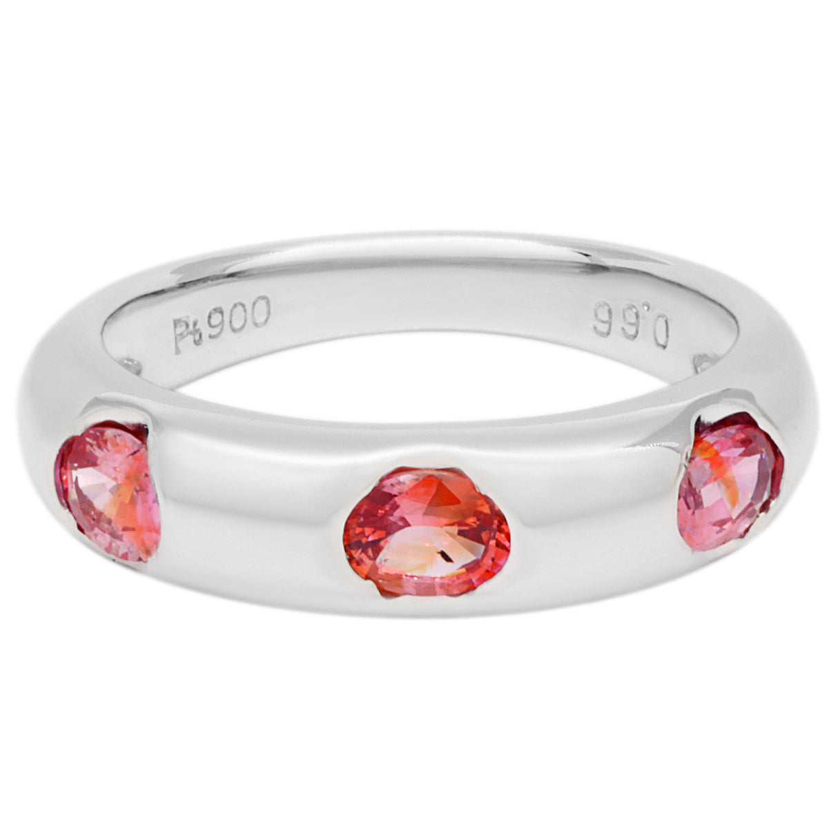 Platinum 0.66 Carat Orange/Pink Sapphire Ring