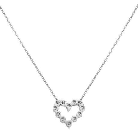 18K White Gold 1.02 Carat Diamond Heart Pendant Necklace