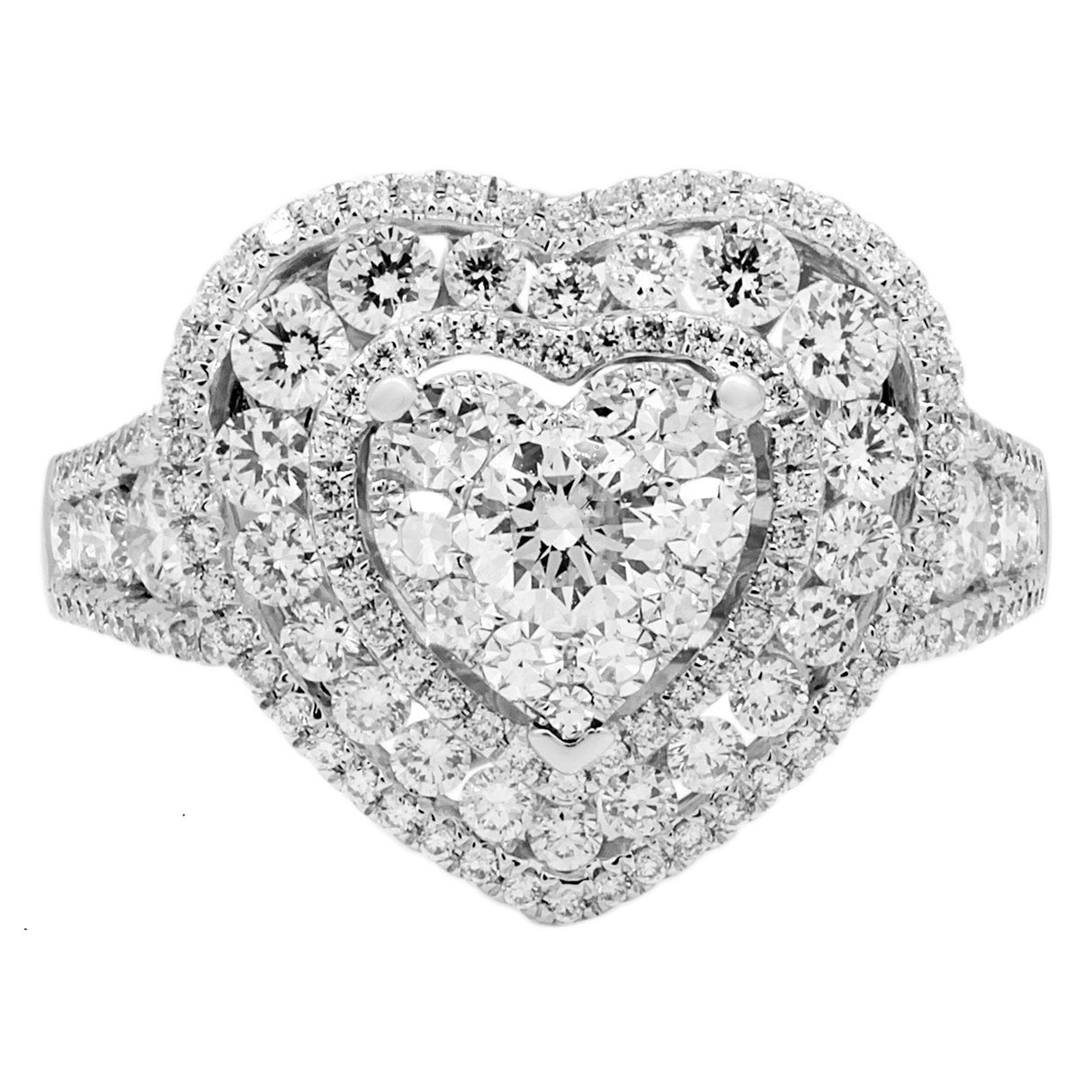 18K White Gold 1.35 Carat Diamond Heart Ring