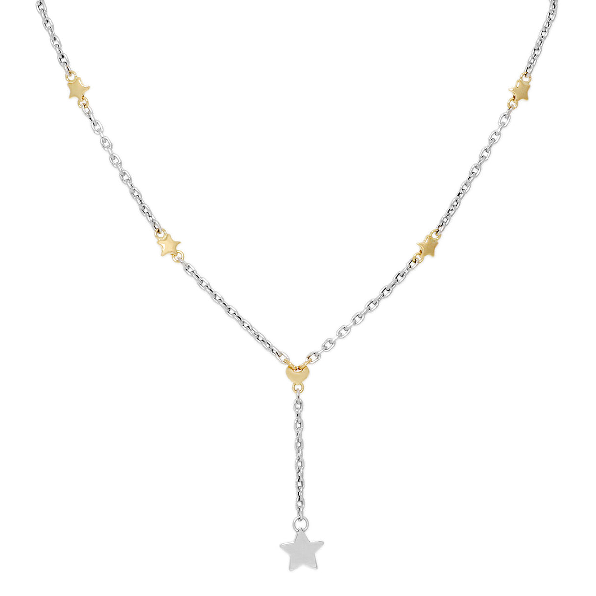 18K White & Yellow Gold Star Necklace