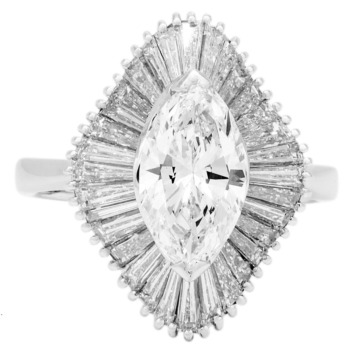 14K White Gold 1.38 Carat Marquis Diamond Ring