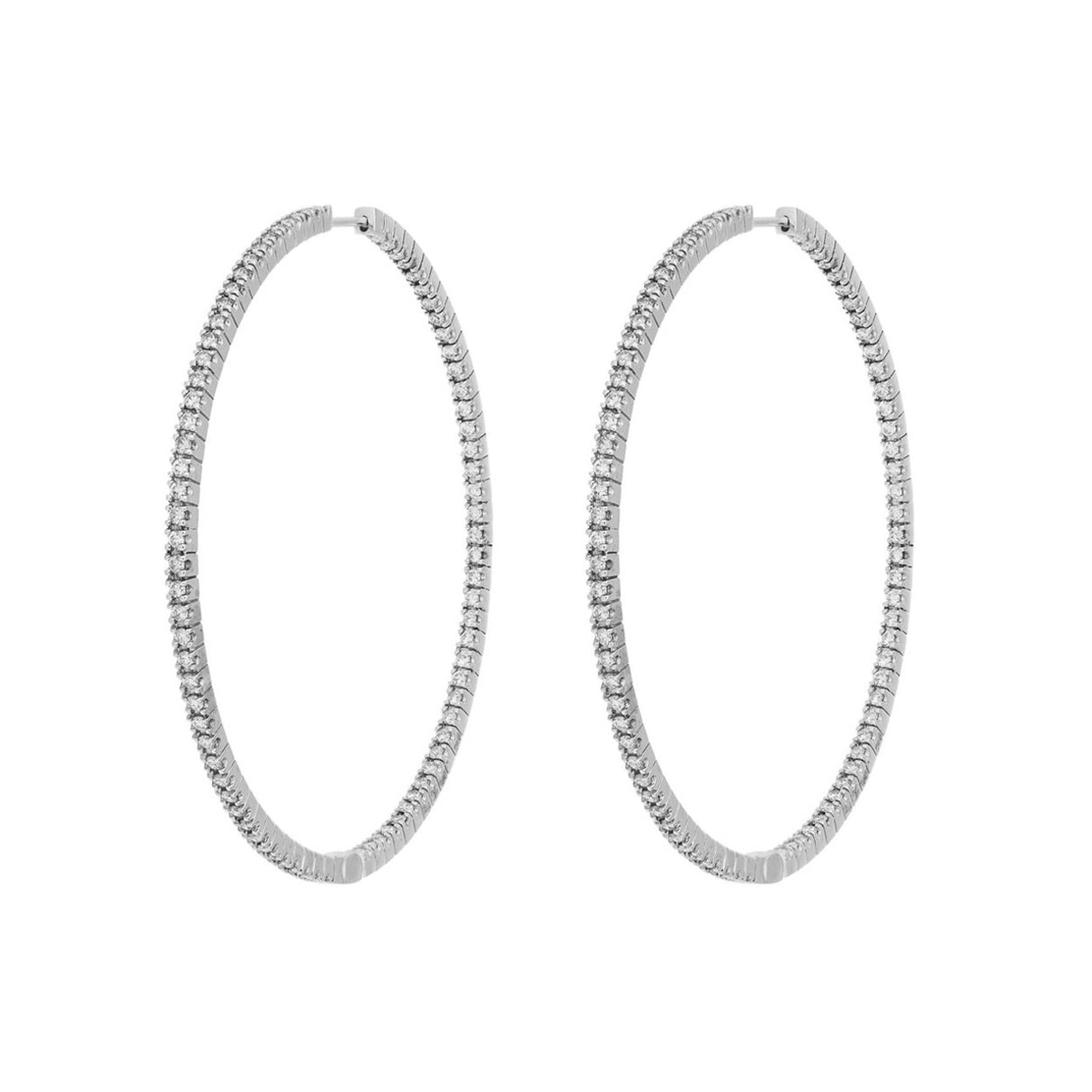 18K White Gold 2.52 Carat Diamond Hoop Earrings