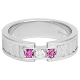 Tiffany & Co. 18K White Gold Diamond & Pink Sapphire Atlas Ring