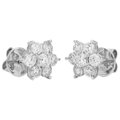18K White Gold Diamond Blossom Earrings