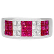 18K White Gold Ruby Diamond Invisible Set Ring Fine Jewellery Modaselle