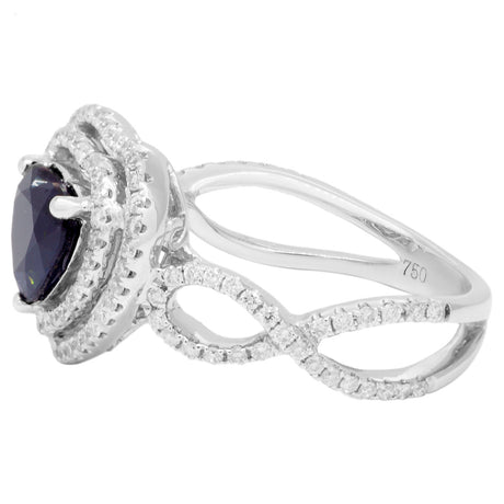 18K White Gold 1.05 Carat Heart Shaped Sapphire Diamond Ring