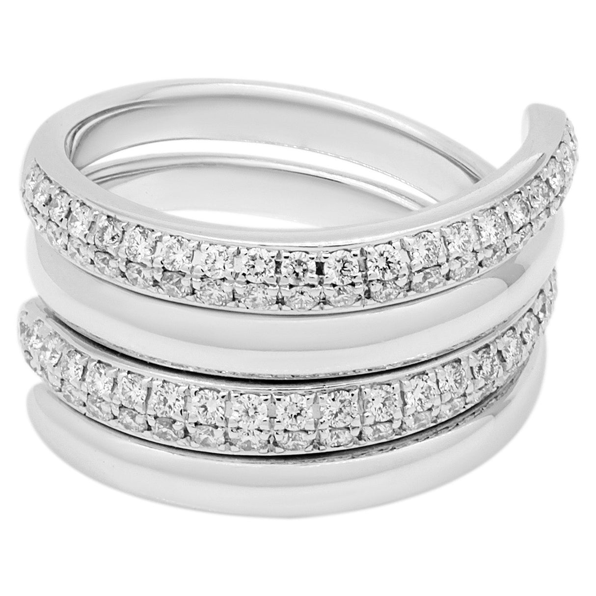 18K White Gold 1.04 Carat Diamond Coil Ring Set