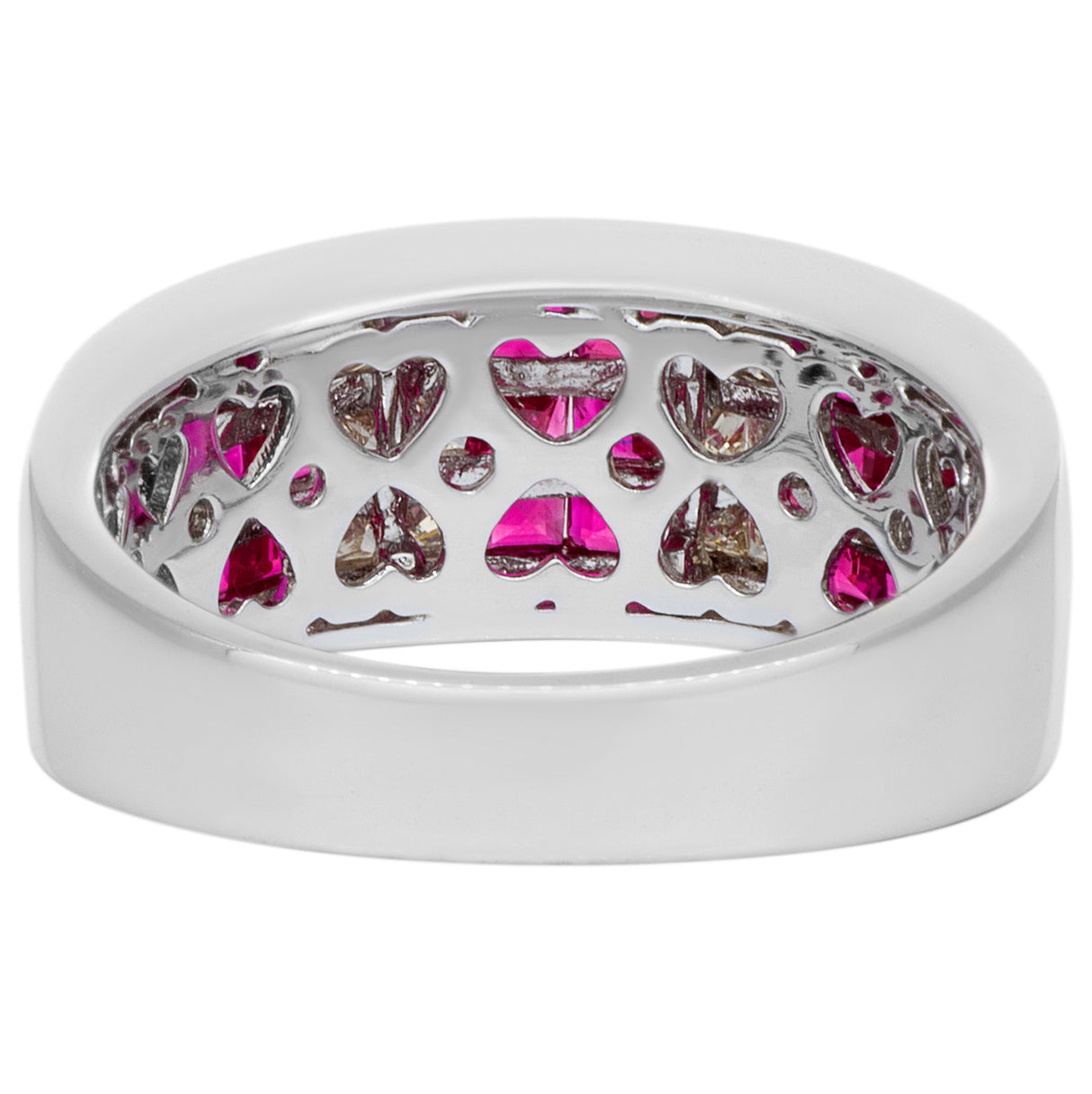 18K White Gold Ruby Diamond Invisible Set Ring