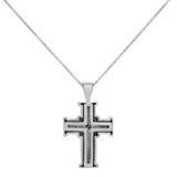 18K White Gold Black & White Diamond Cross Necklace