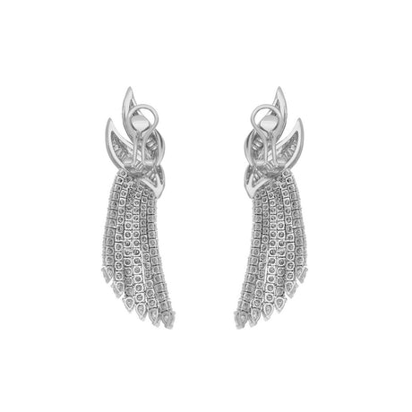 18K White Gold 12.40 Carat Diamond Riviere Earrings