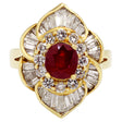 18K Yellow Gold 1.25 Carat Ruby Diamond Ring Fine Jewellery Modaselle