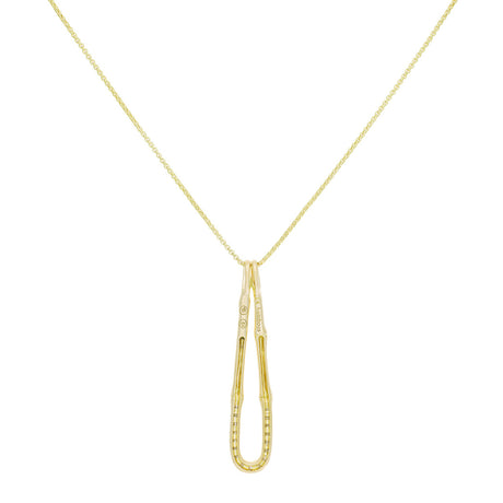 John Hardy 18K Yellow Gold & Diamond Bamboo Hoop Pendant Necklace