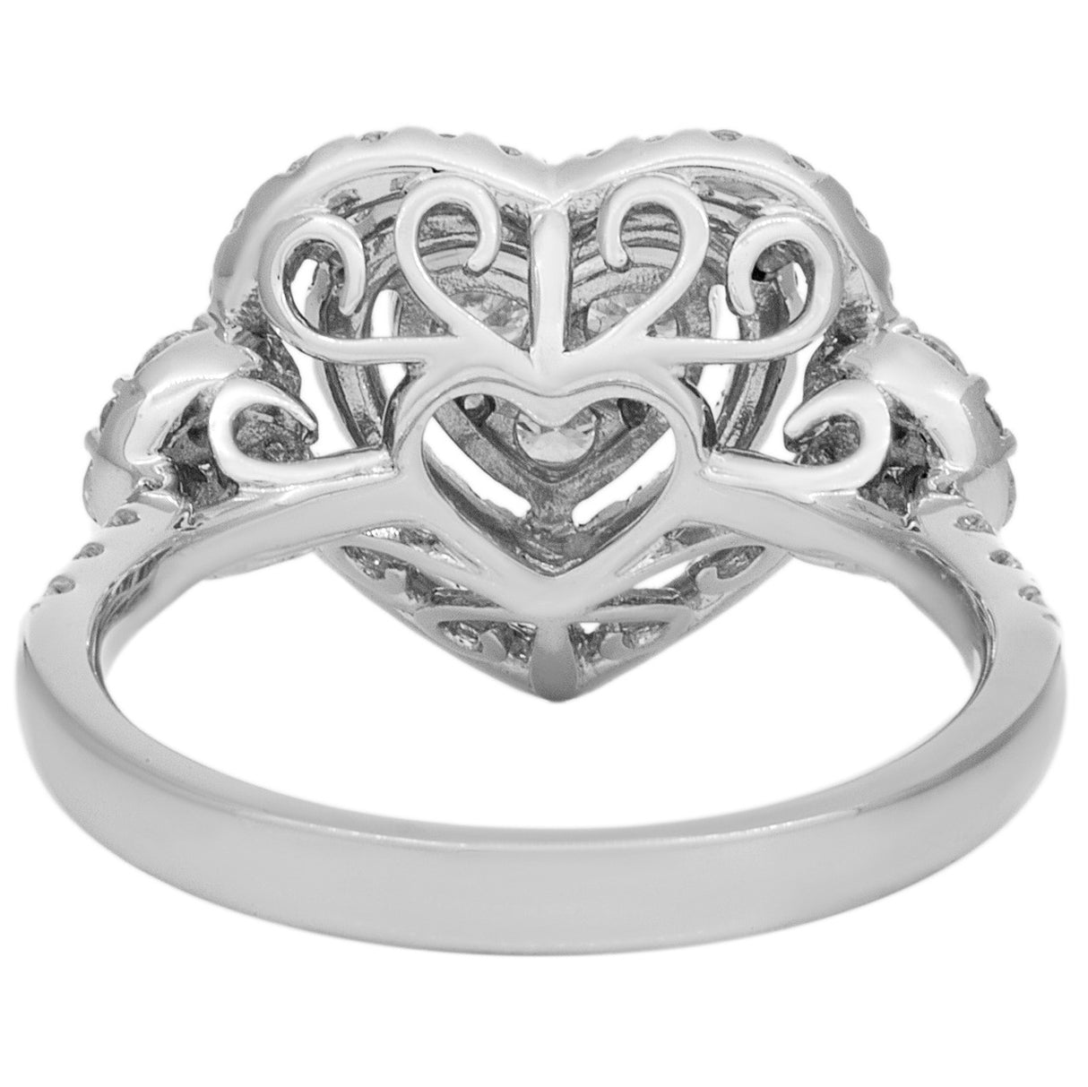 18K White Gold 1.29 Carat Pave Diamond Heart Ring