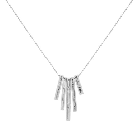 18K White Gold Diamond Bar Pendant Necklace
