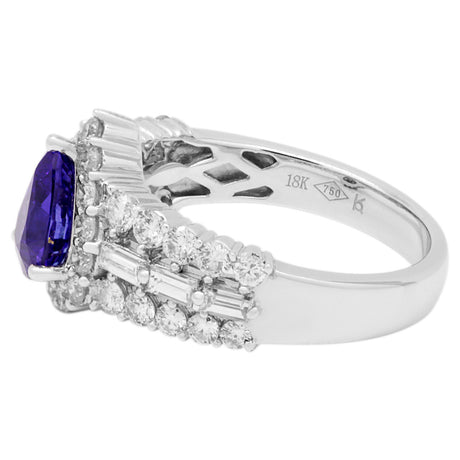 18K White Gold 1.22 Carat Sapphire Diamond Ring