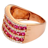 14K Rose Gold Pink Sapphire Diamond Ring