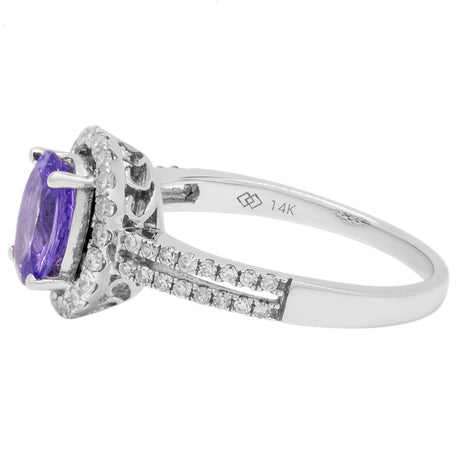 14K White Gold 1.44 Carat Tanzanite Diamond Ring