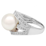 18K White Gold South Sea Pearl 0.46 Carat Diamond Ring