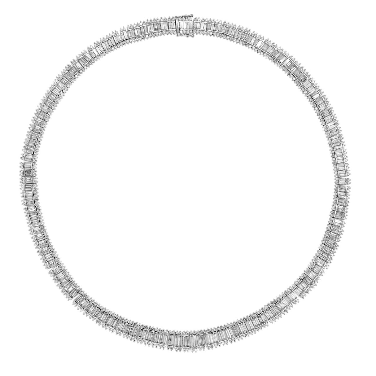 18K White Gold 20.72 Carat Diamond Riviere Necklace