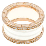 Bulgari 18K Rose Gold Ceramic Diamond Four-Band B.Zero1 Ring