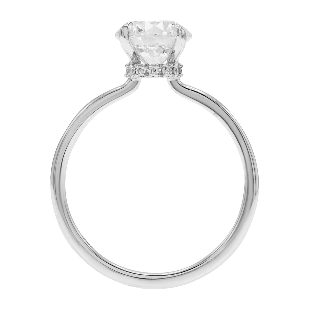 18K White Gold Hidden Halo Diamond Solitaire Ring
